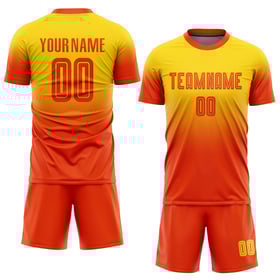 Custom Fashion Soccer Gold Sublimation Orange Uniform Jersey Fade