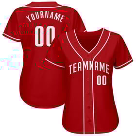 Maglia da baseball rossa personalizzata, bianca, autentica