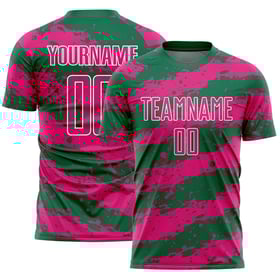 Uniform Custom Kelly Jersey Splash Green Sublimation Hot Pink-White Soccer