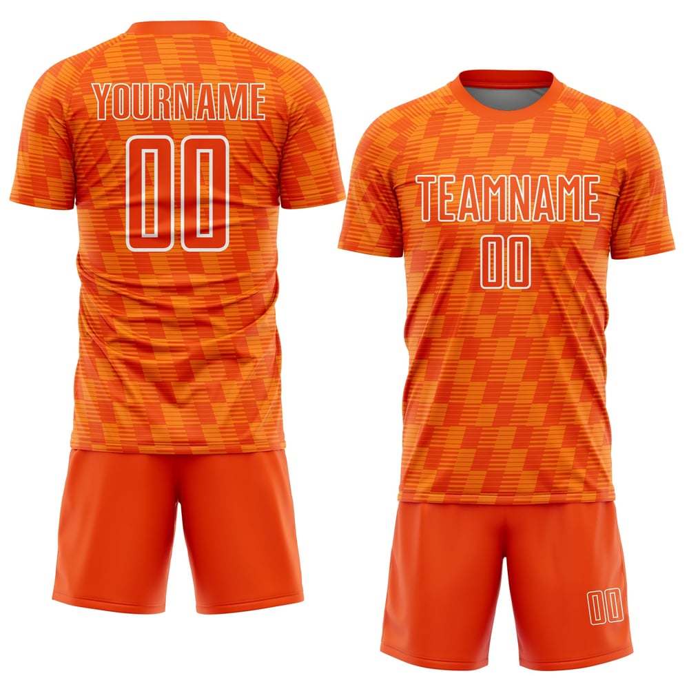 Camiseta de fútbol personalizada Bay Line Sublimación Naranja Uniforme Naranja-Blanco