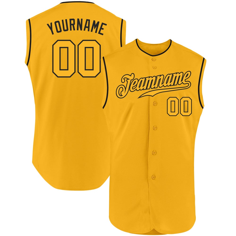 Authentic Sleeveless Jersey Gold-Black Custom Baseball Gold