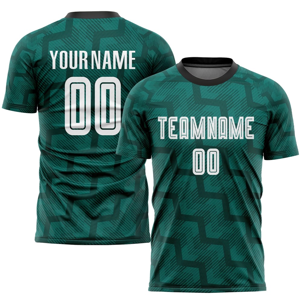 White-Black Jersey Uniform Custom Soccer Green Sublimation