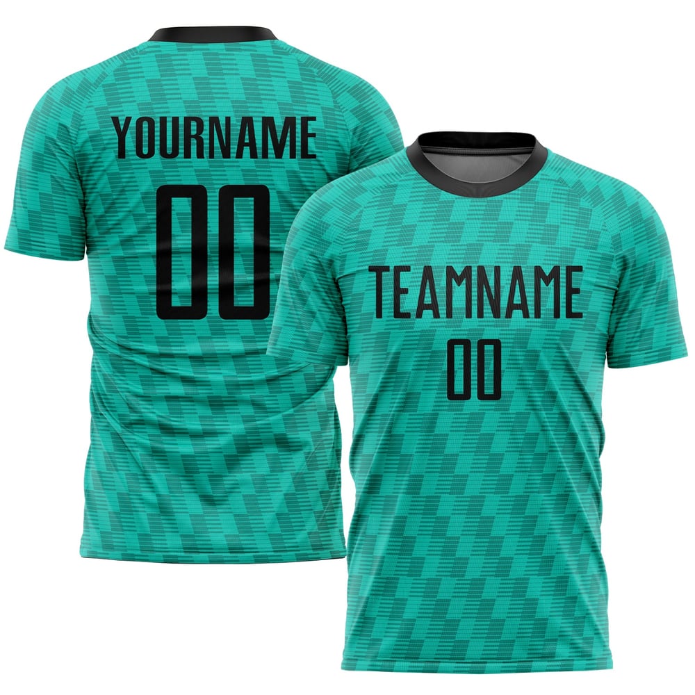 Sublimation Teal Jersey Black Uniform Soccer Custom