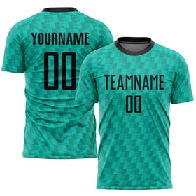 Sublimation Teal Jersey Black Uniform Soccer Custom