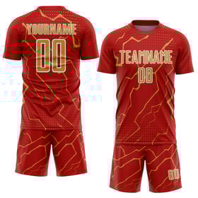 Maglia da calcio personalizzata in oro e bianco con stampa sublimatica Lightning Old Jersey Sports Red