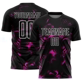 Sublimation Abstrakt Schwarz Pink-Weiß Benutzerdefinierte Uniform Deep Jersey Fußball Flüssigkeit
