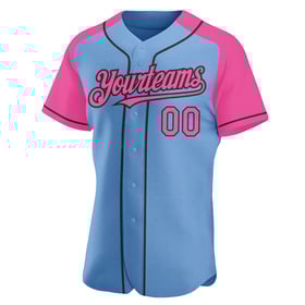 Sleeves Jersey Light Blue Pink-Black Custom Baseball Authentic Raglan