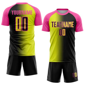 Jersey Schwarz Gelb-Rosa Mode Benutzerdefinierte Neon Uniform Gradienten Sublimation