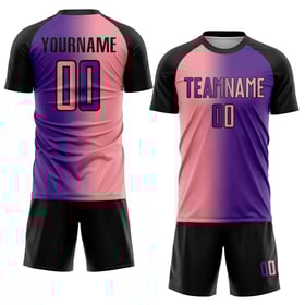 Medium Lila Fußball Mode Uniform Rosa-Schwarz Sublimation Jersey Gradienten Custom