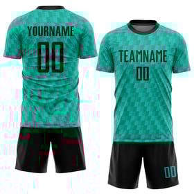 Sublimation Teal Jersey Black Uniform Soccer Custom