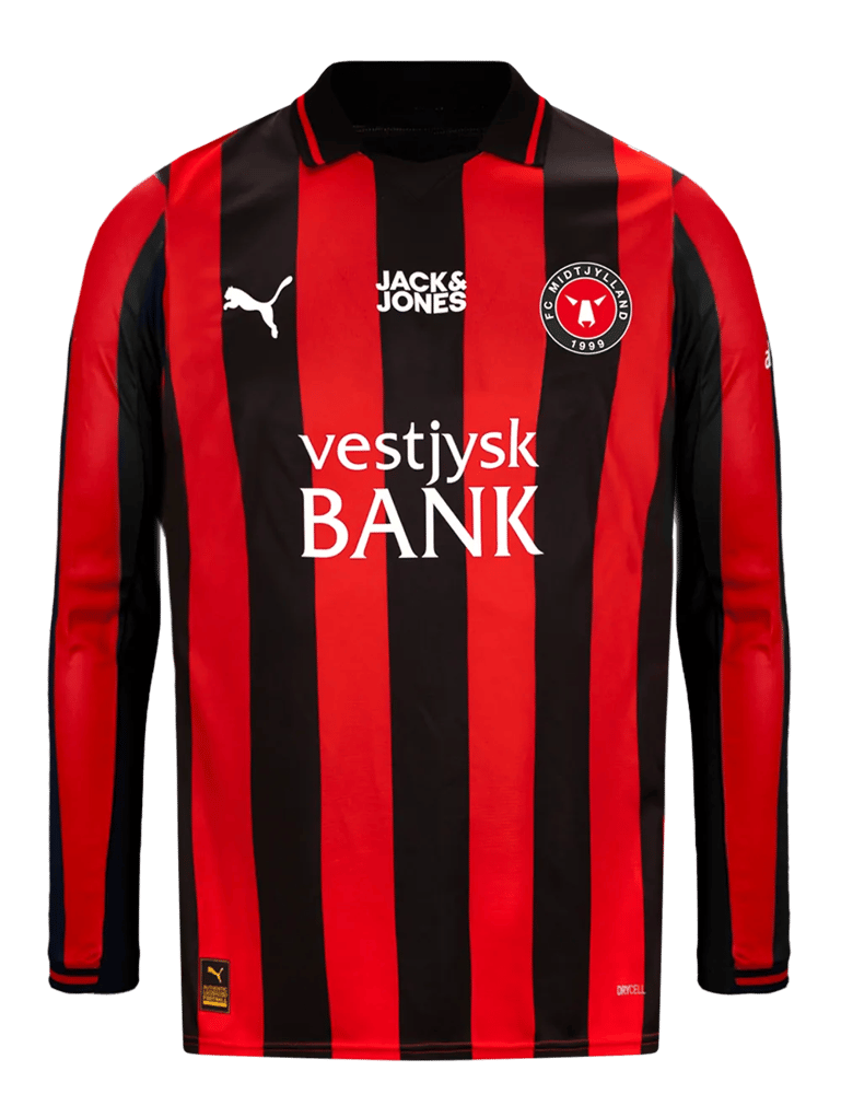 Kid's FC Midtjylland 2025/26 Home Long Sleeve Shirt