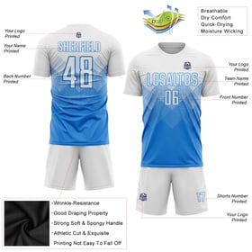 Uniform White Blue Powder Jersey Soccer Custom Sublimation
