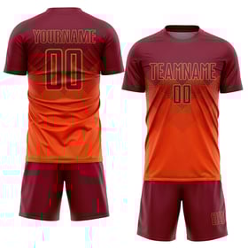 Maillot de football personnalisé par sublimation orange cramoisi-vieil or