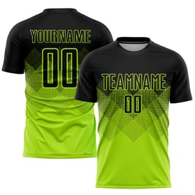 Sublimeringsuniform Fotboll Anpassad Grön Svart Jersey Neon