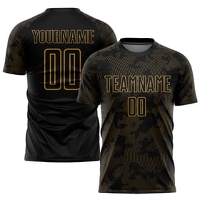 Sublimation Custom Old Uniform Jersey Soccer Black Gold