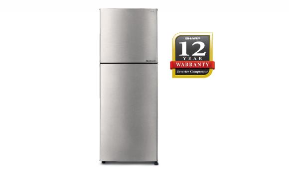 Sharp 320L 2 Door Refrigerator SJ3222MSS Front Angle Matte Silver