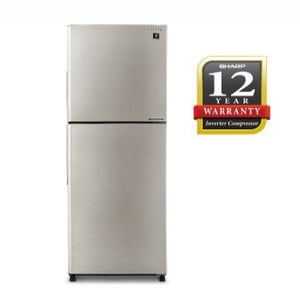 Sharp 380L 2 Door Refrigerator SJ3822MSS Front Angle Matte Silver
