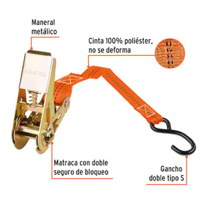 AMARRA CARGA C/RACHET 3MX1" 2PCS 900LBS TRUPER 101739