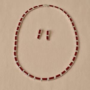 Juego Collar Y Aretes Barras Con Piedra