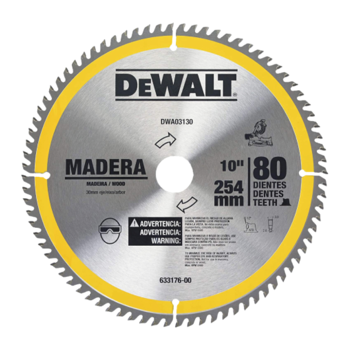 DISCO SIERRA MADERA 10  X 80D DEWALT DWA03130