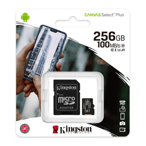 MICRO SDHC KINGSTON 256GB CON ADAPTADOR/CANVAS SELECT PLUS 100R/85R