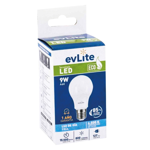 FOCO LED 9W 127V LUZ FRIA 6500K EVLITE