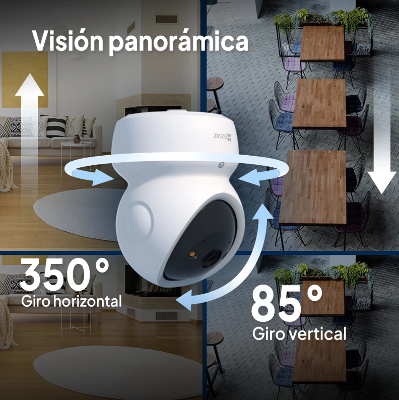 CAMARA DE SEGURIDAD EZVIZ H6C G1 4K 8MP WIFI 6 DUAL BAND 2.4GHZ Y 5GHZ IP INTERIOR LENTE 4MM SOPORTA MICRO SD 512GB