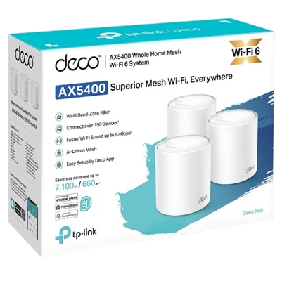 DECO X60 SISTEMA MESH WIFI 6 TP-LINK TPLINK AX5400 MBPS KIT DE 3 PACK