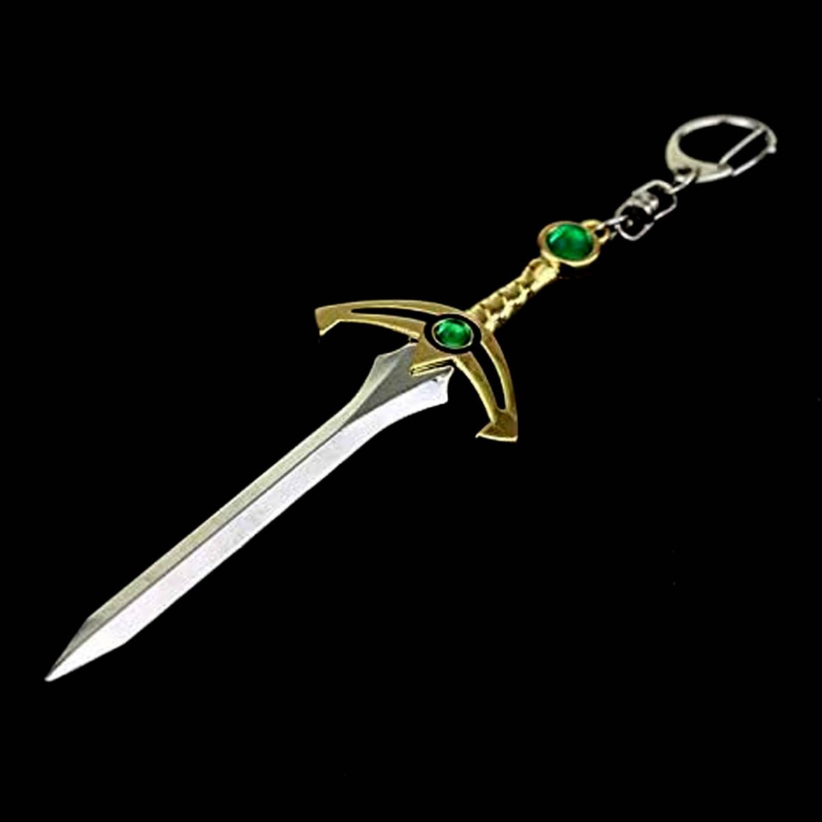 Zelda Espada Dorada Llavero Metálico Piedra Verde