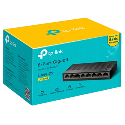 SWITCH TP LINK LS1008G 8 PUERTOS GIGABIT ETHERNET  CUBIERTA PLASTICA  PLUG AND PLAY