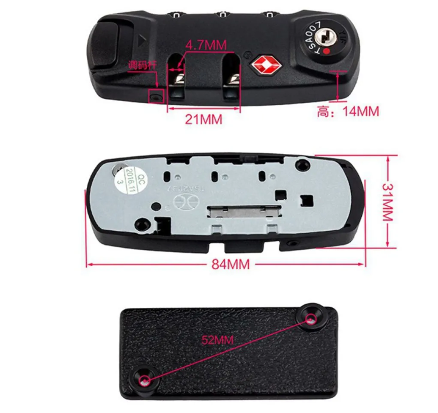 Cerradura Con Contraseña De 3 Dígitos TSA Para Maletas Bolso