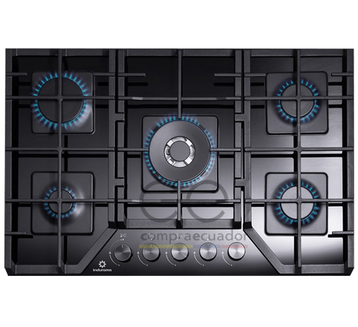Indurama Encimera A Gas 110v 5 Quemadores Ultra Clear Glass