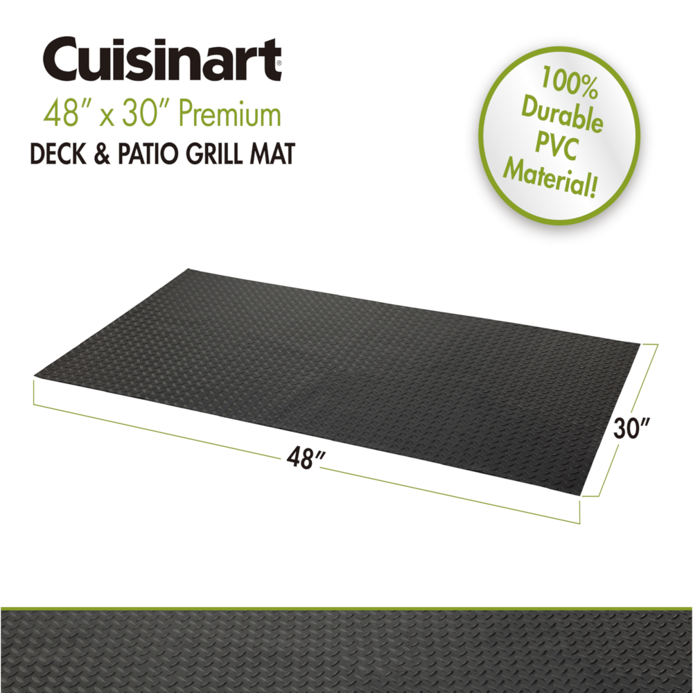 TAPETE PREMIUM CUISINART 48X30PULG. PARA PARRILLA-AHUMADOR PVC TERRAZA-PATIO NEGRO