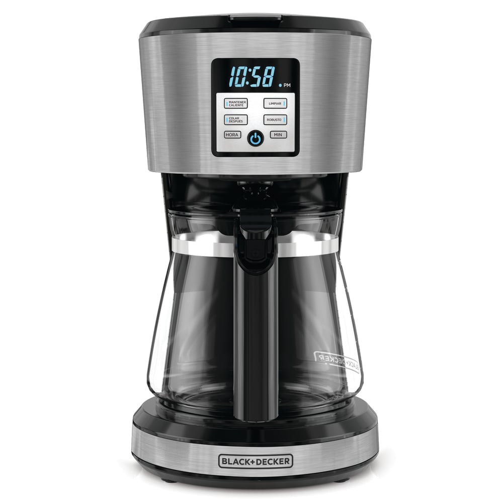 CAFETERA BLACK DECKER 12 TAZAS PROGRAMABLE DIGITAL CON JARRA DE VIDRIO NEGRA