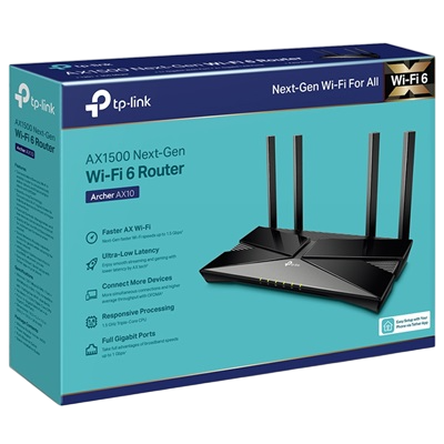 ROUTER TP-LINK TPLINK ARCHER AX10 WIFI 6 AX1500 BLACK GIGABIT