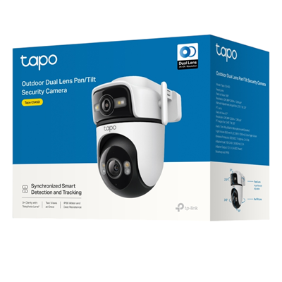CAMARA DE SEGURIDAD TP-LINK TPLINK TAPO C545D PARA EXTERIOR DOBLE LENTE 2K 3MP PAN-TILT IP66 ETHERNET SUPPORT SMART NIGHT VIS. SOPORTA MICRO SD 512GB