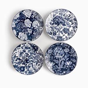Plato principal Jardín Índigo 27cm set x4