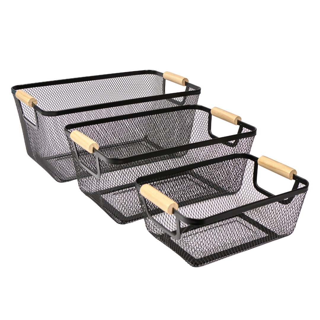 Canastas de metal - Negro - Set X3