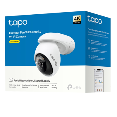 CAMARA DE SEGURIDAD TP-LINK TPLINK TAPO C560WS TIPO PT INT EXT 8MP 4K VISION 360A COLOR WIFI RJ45 BIDIRECIONAL IP66