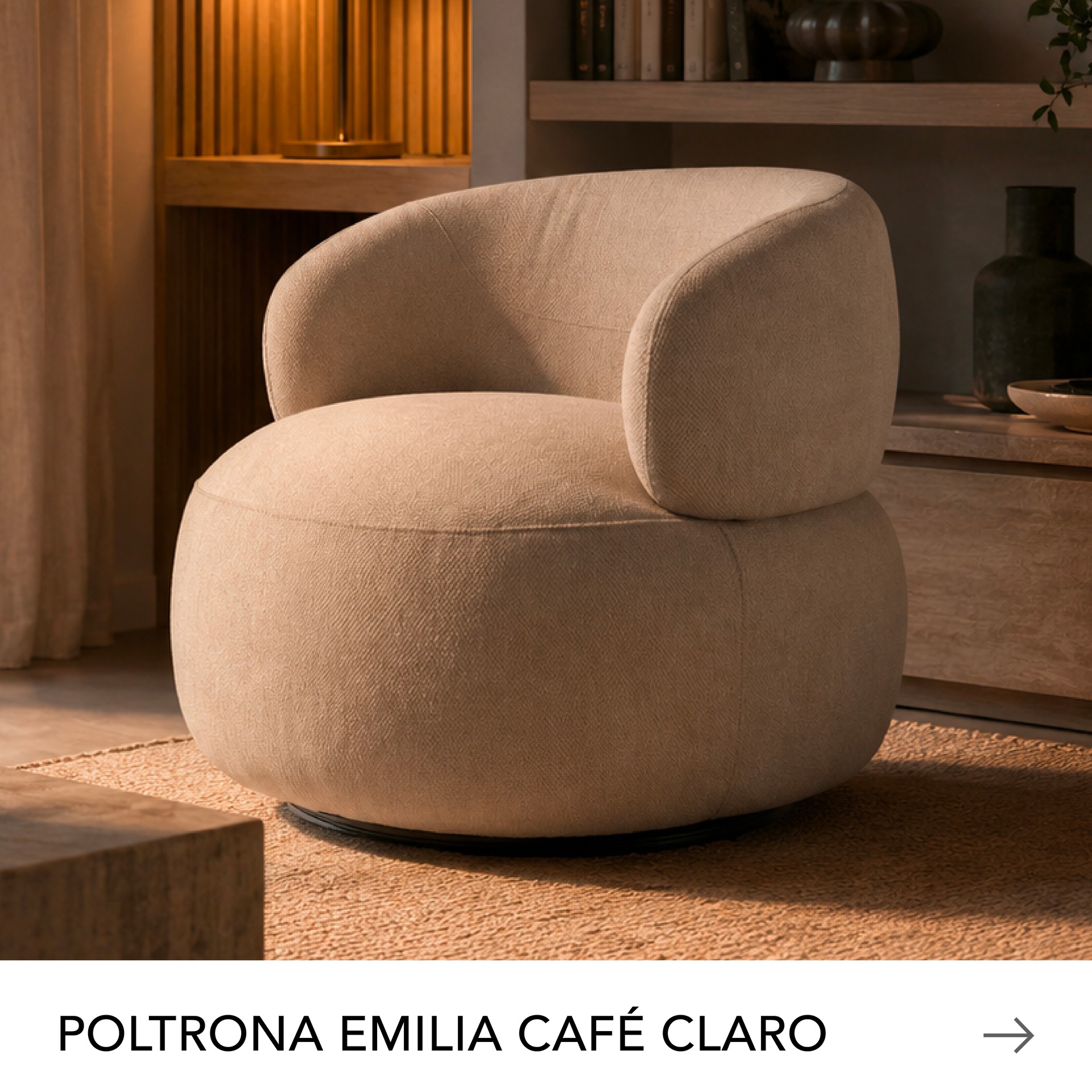 POLTRONA EMILIA CAFÉ CLARO