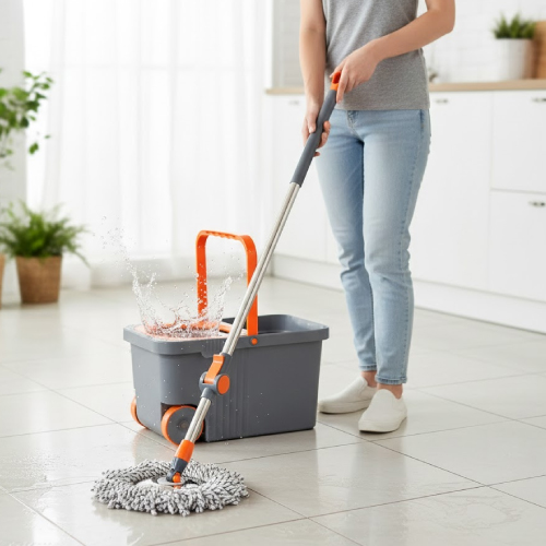 TRAPEADOR GIRATORIO 360° Y BALDE ESCURRIDOR ELITEMSO33