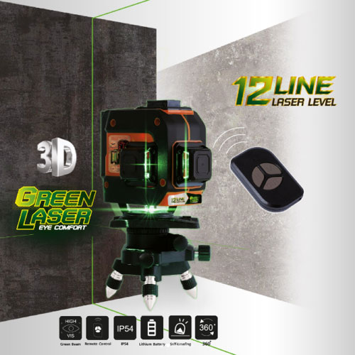 NIVEL LASER 12 LINEAS VERDE 3X360 PUMPKIN 28368