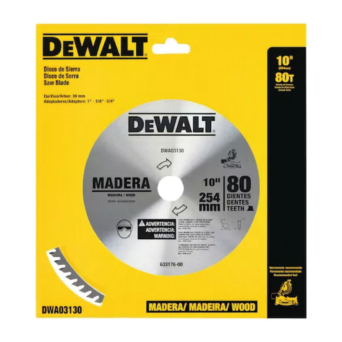 DISCO SIERRA MADERA 10  X 80D DEWALT DWA03130