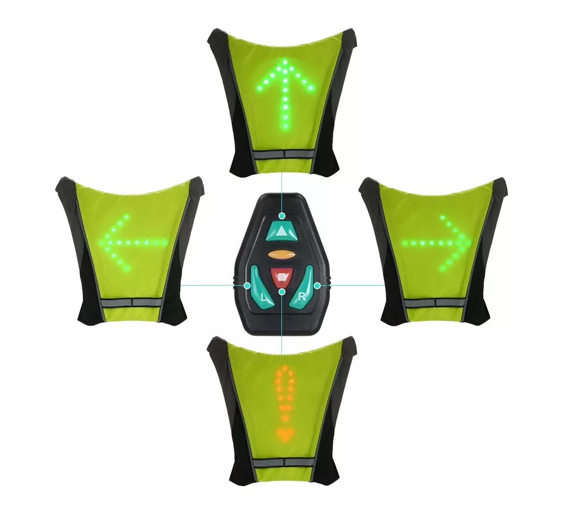 Chaleco reflectante con luz de giro led a control remoto