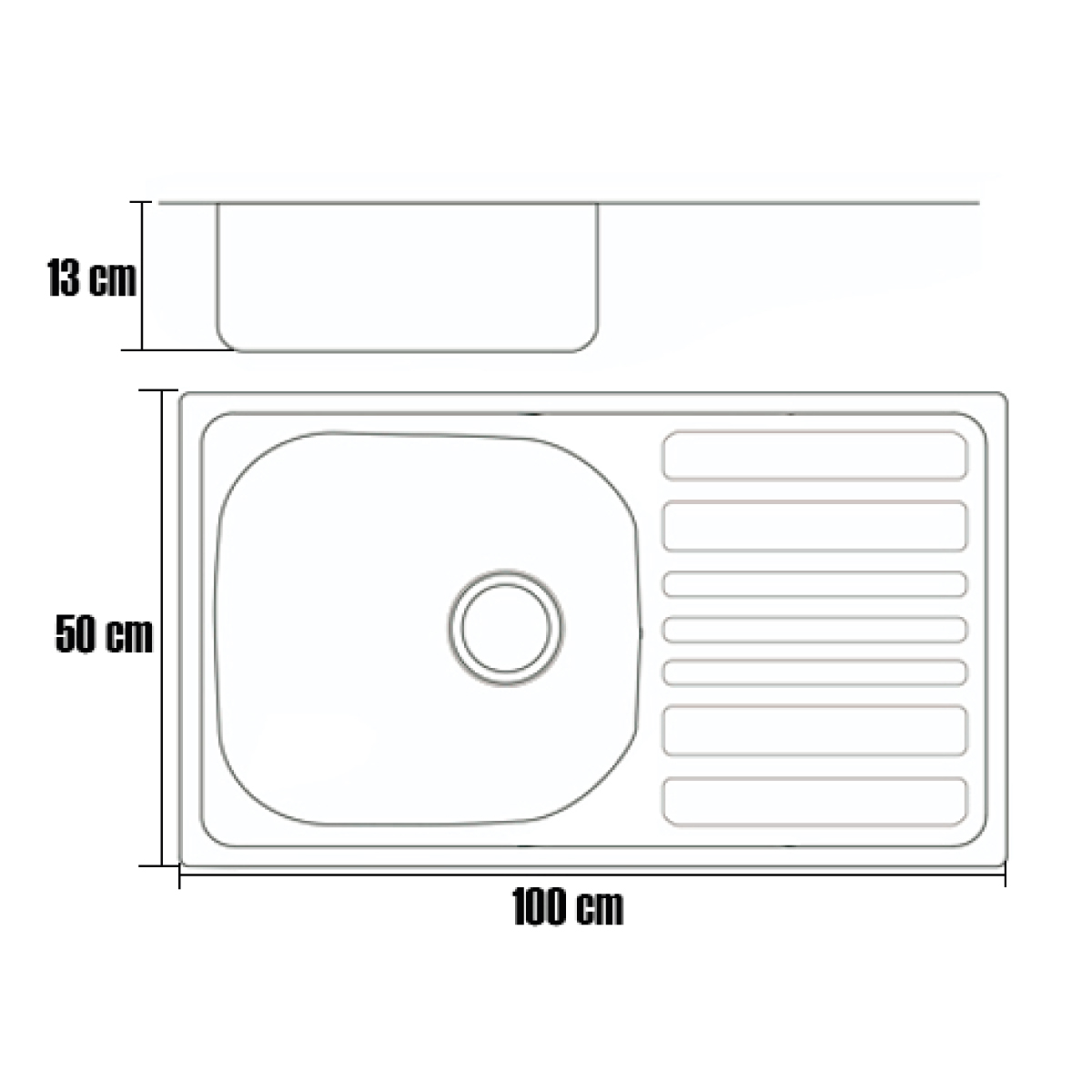FREGADERO ACERO INOX 100X50CM PAOLO 1PZ