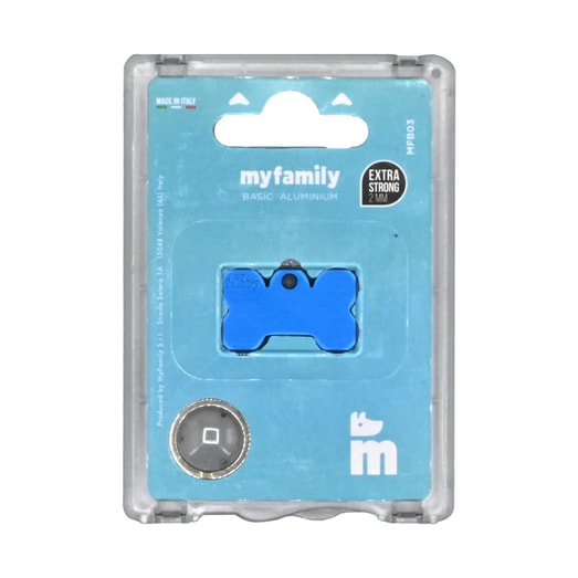 My Family Identificadores Placa Basic Aluminio Hueso Pequeño Perro Azul *1