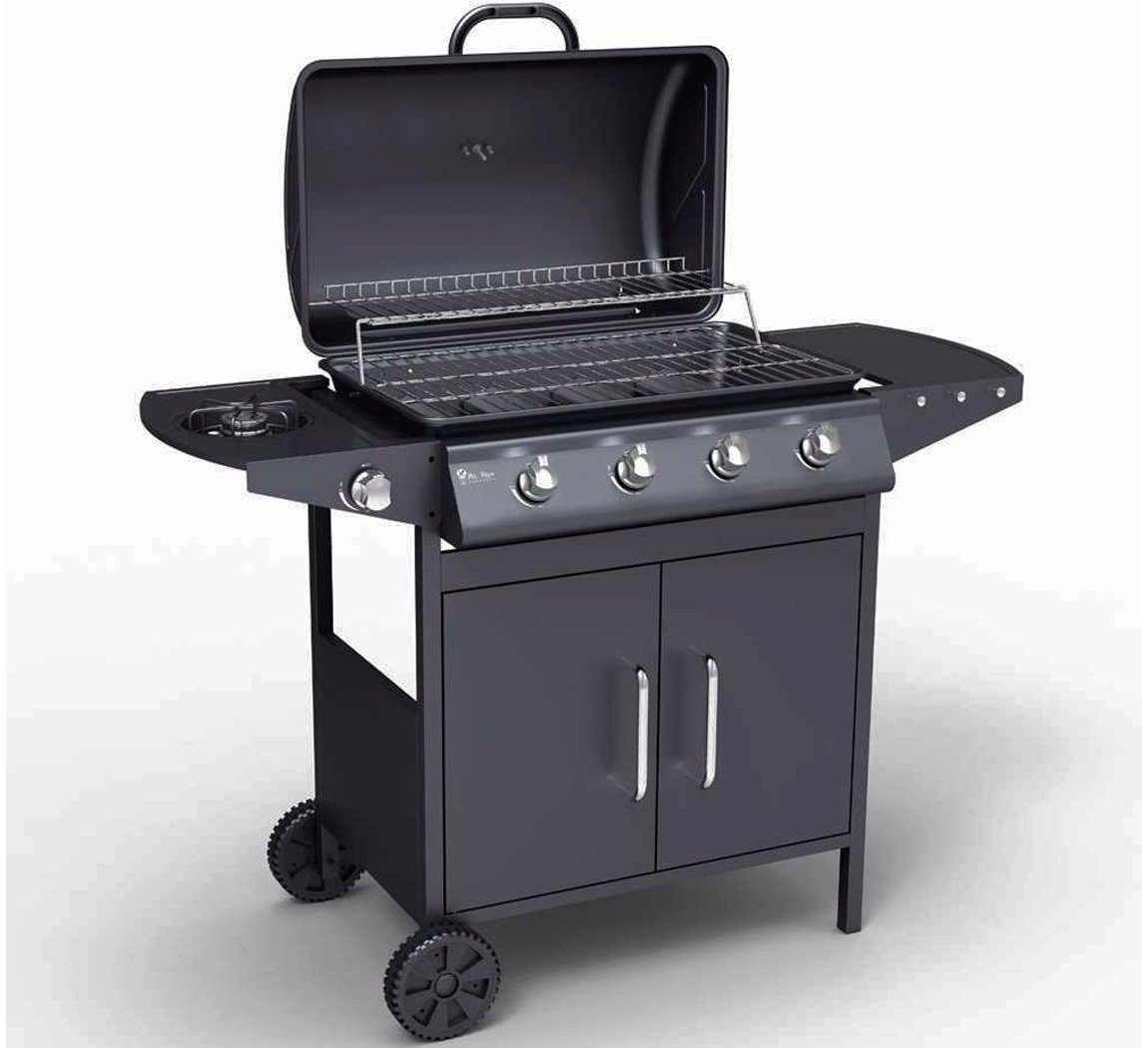 Home & Company Parrilla A Gas 4 Quemadores Termómetro Ruedas