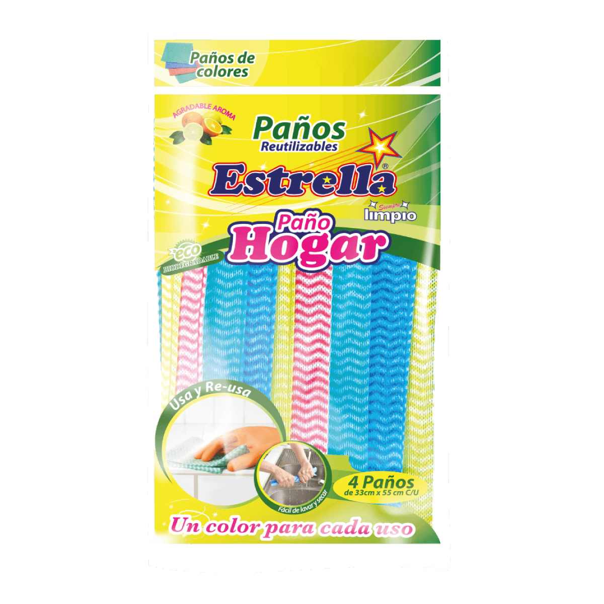 PAÑO HOGAR 33X55CM ESTRELLA 4UND.