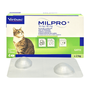 Virbac Antiparasitario Milpro Hasta 8Kg Gato *4