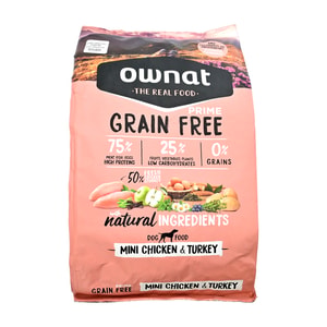 Ownat Balanceado Seco Para Perro Mini Grain Free Sabor Pavo/Pollo *3Kg